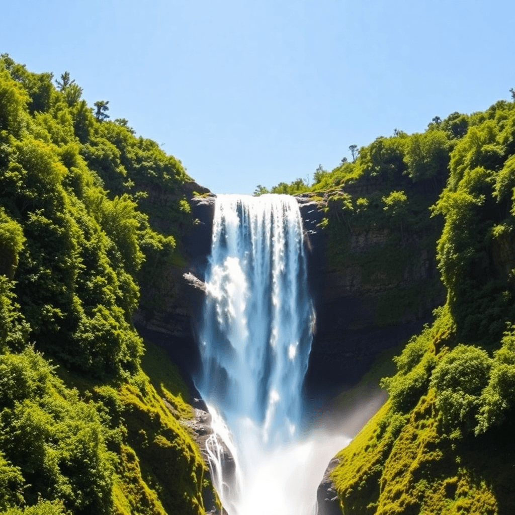 majestic waterfall in south africa lush green nature bright blue sky travel photography